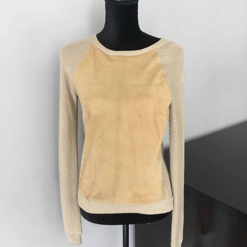 Ralph Lauren Suede Paneled Sweater